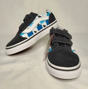 ans Glow Checkboard Kids Size 8.5c Old Skool V Shoes Sneakers Gray Blue White